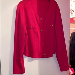 SHEIN Red Blazer Structured Shoulders Professional